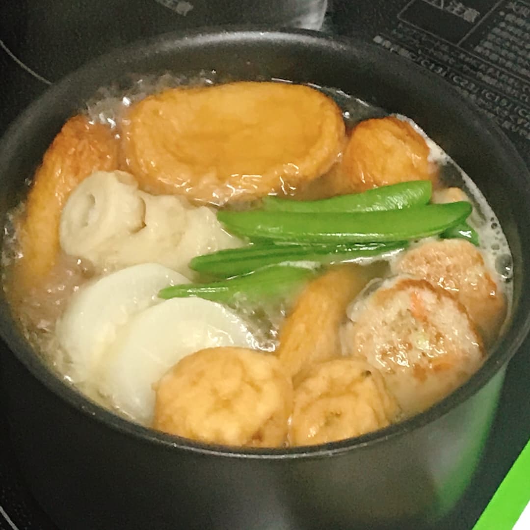 スナップえんどうと和風ハンバーグのおでんの完成写真
