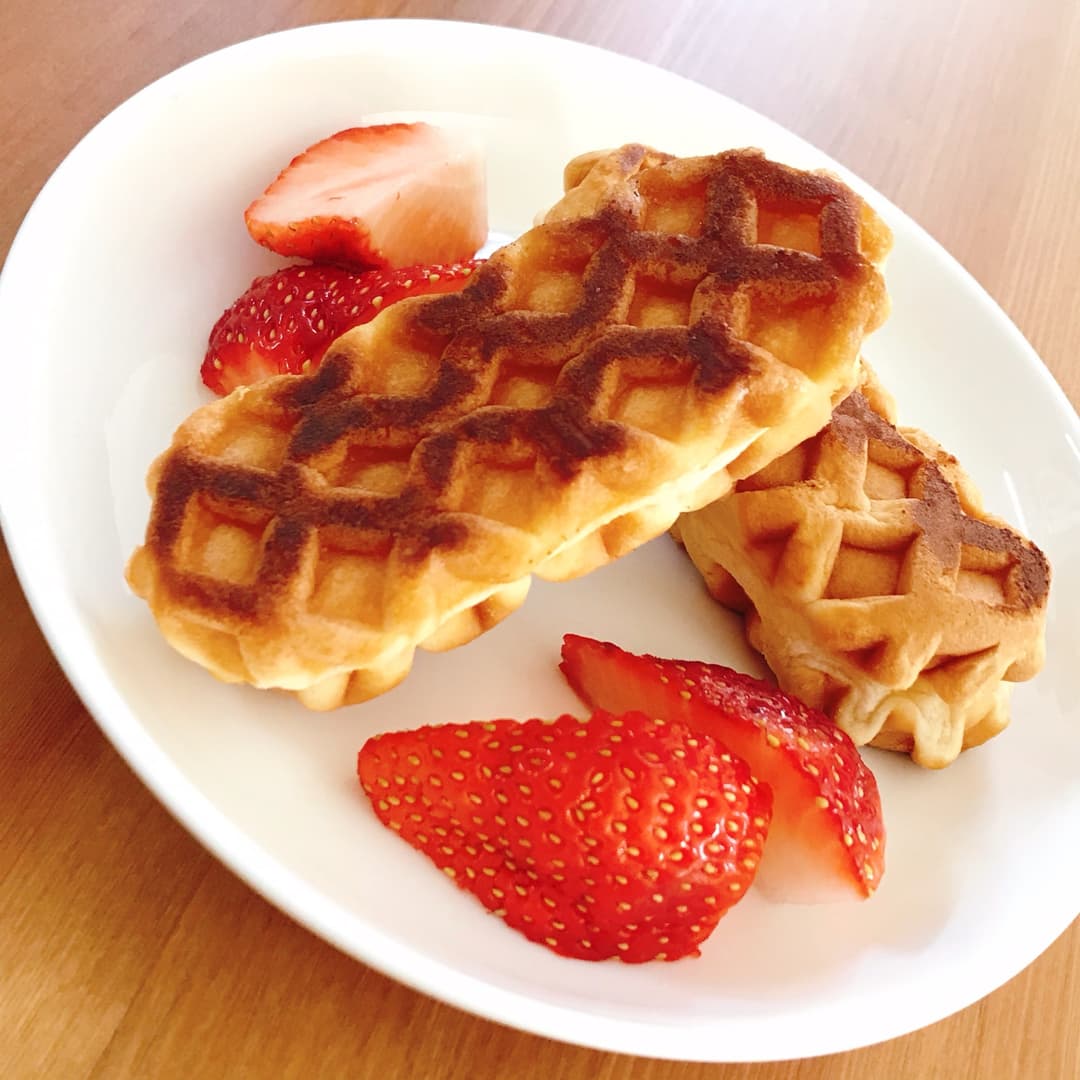 バターで焼いたチーズワッフルの完成写真