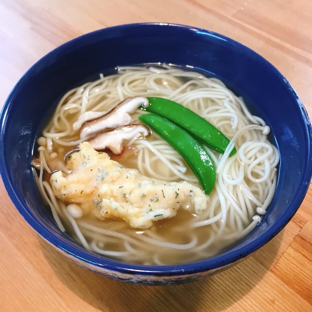 梅しそささみ天の煮麺の完成写真