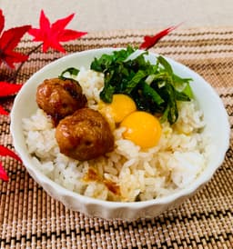 若鶏のつくねとうずら卵のミニ丼