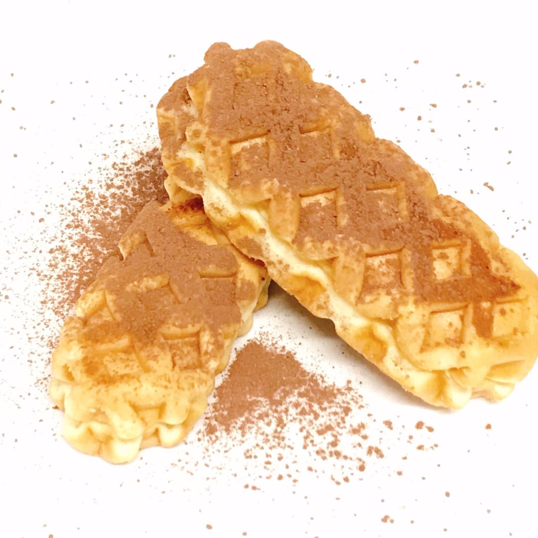 ココア味の焼チーズワッフルの完成写真