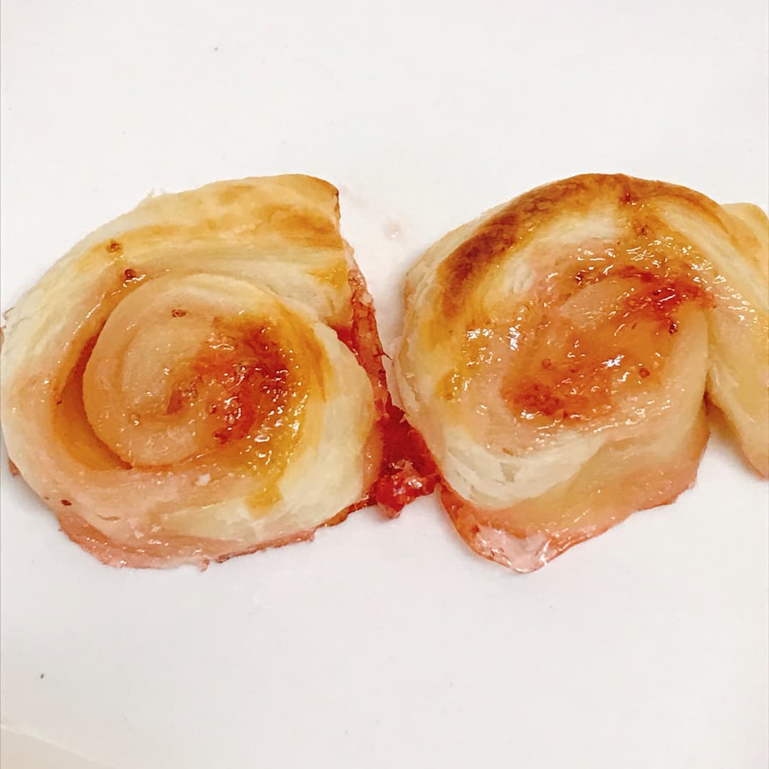 トースターで作るうずまきいちごジャムパイの完成写真