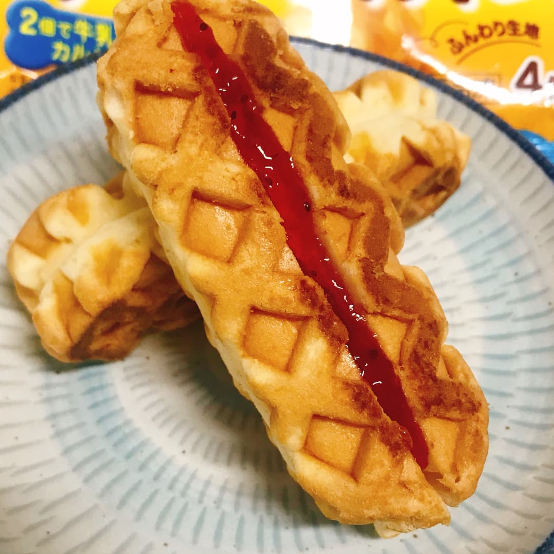 いちごジャムチーズワッフルの完成写真