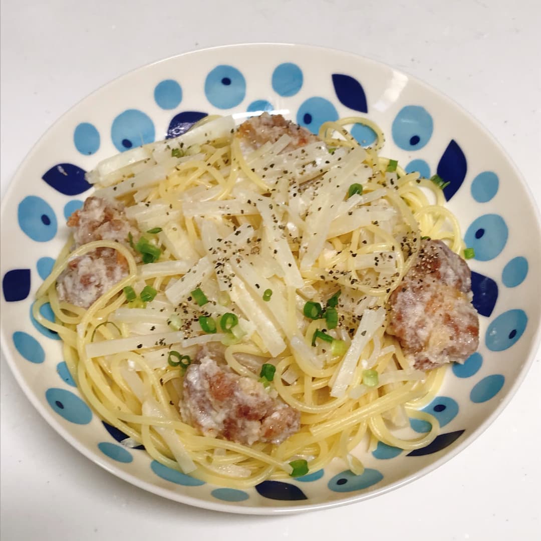 若鶏タツタと大根のパスタの完成写真