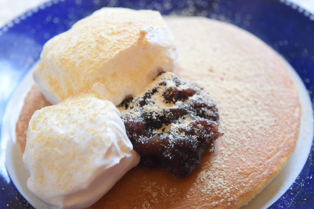 あんこときなこの和風ホットケーキの完成写真