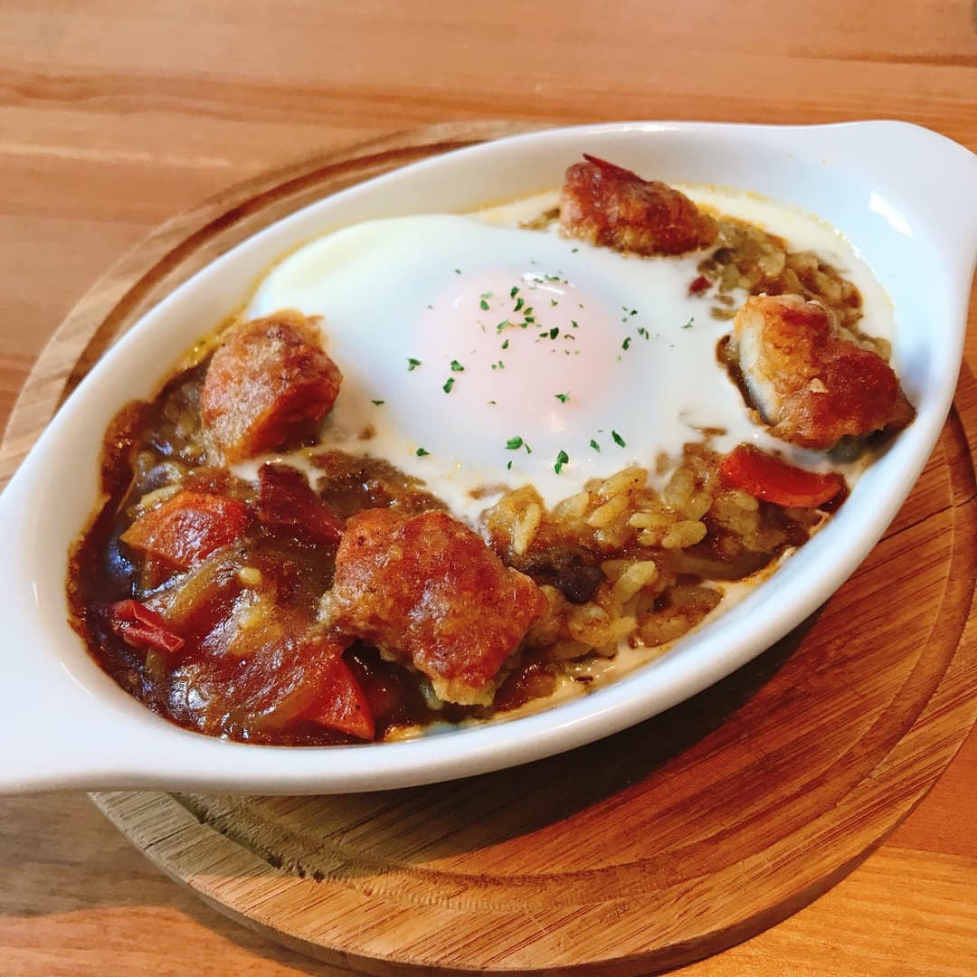 若鶏タツタの焼カレーご飯の完成写真
