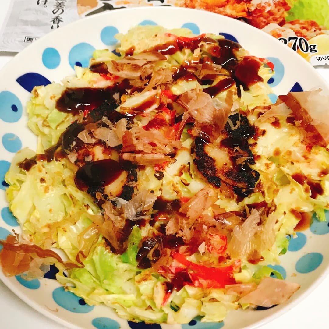 若鶏タツタのお好み焼きの完成写真