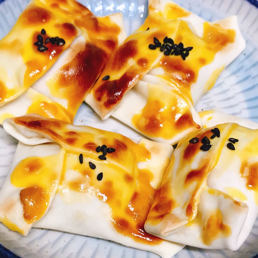 餃子の皮で作るスイートポテトパイの完成写真