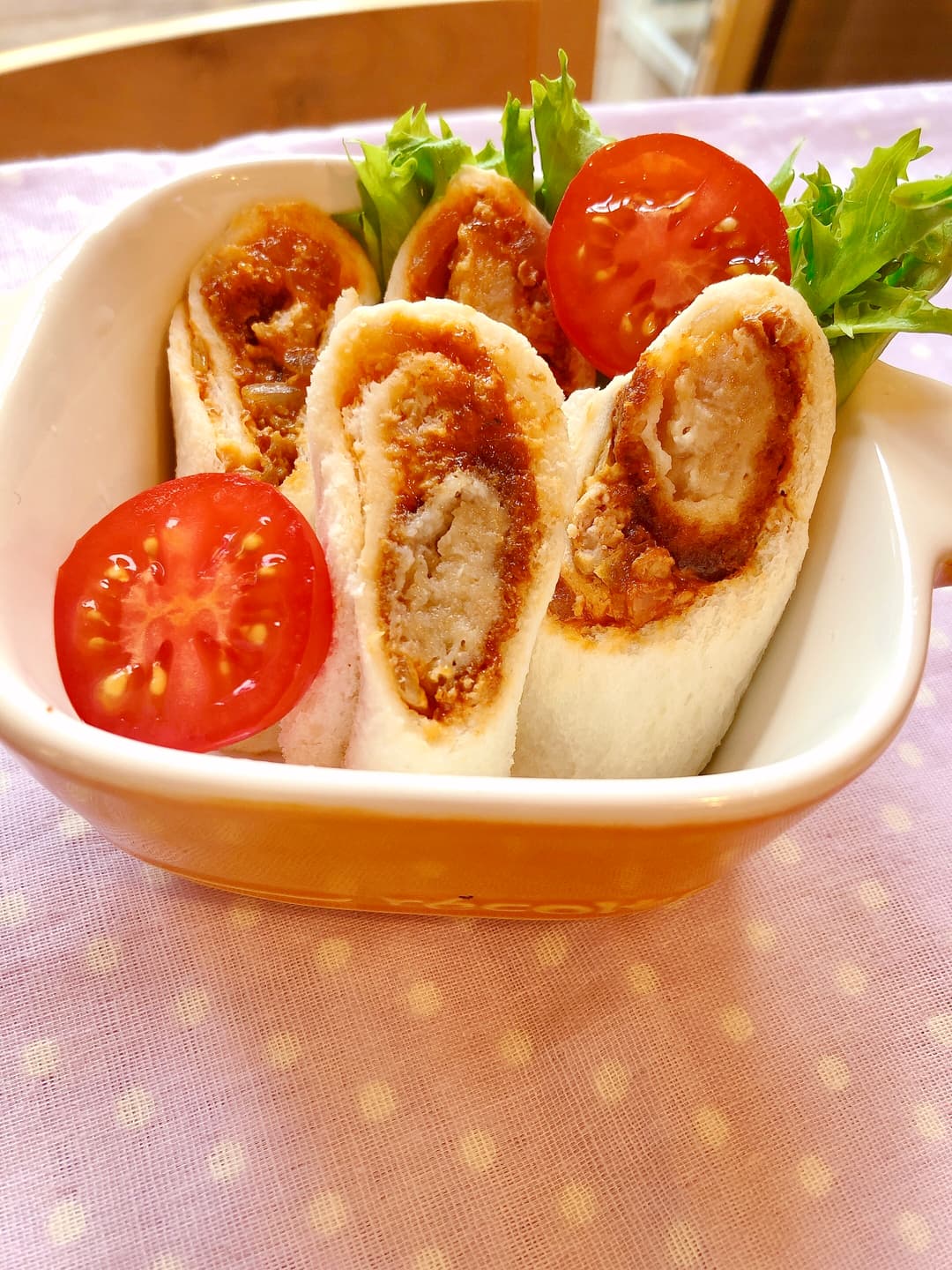 味噌カツのロールサンドの完成写真