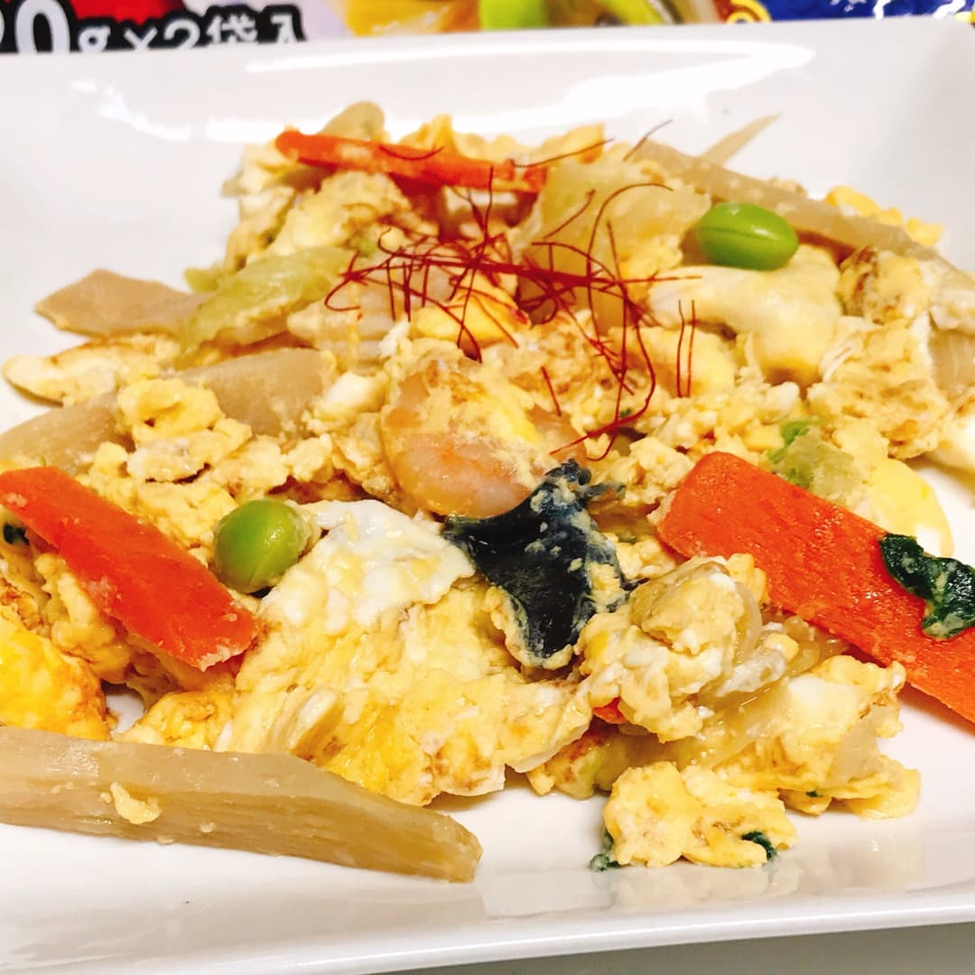 中華丼のスクランブルエッグの完成写真
