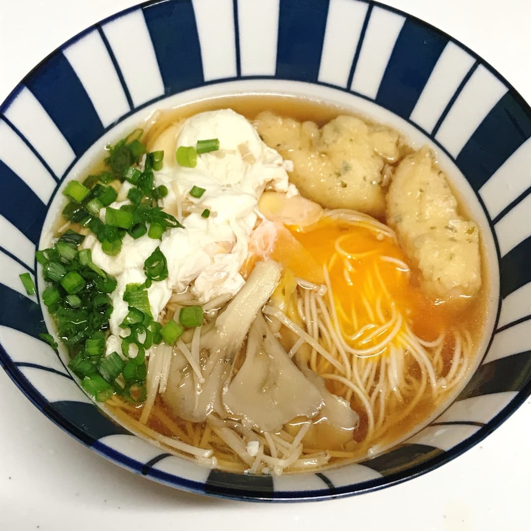 梅しそささみ天と卵の煮麺の完成写真