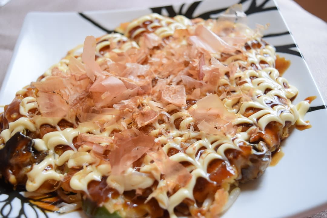 カット野菜のお好み焼きの完成写真