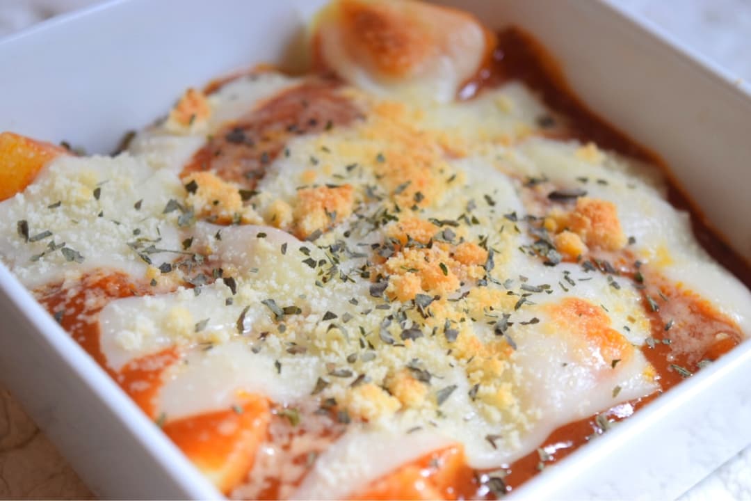 から揚げとじゃがいものミートソース焼きの完成写真