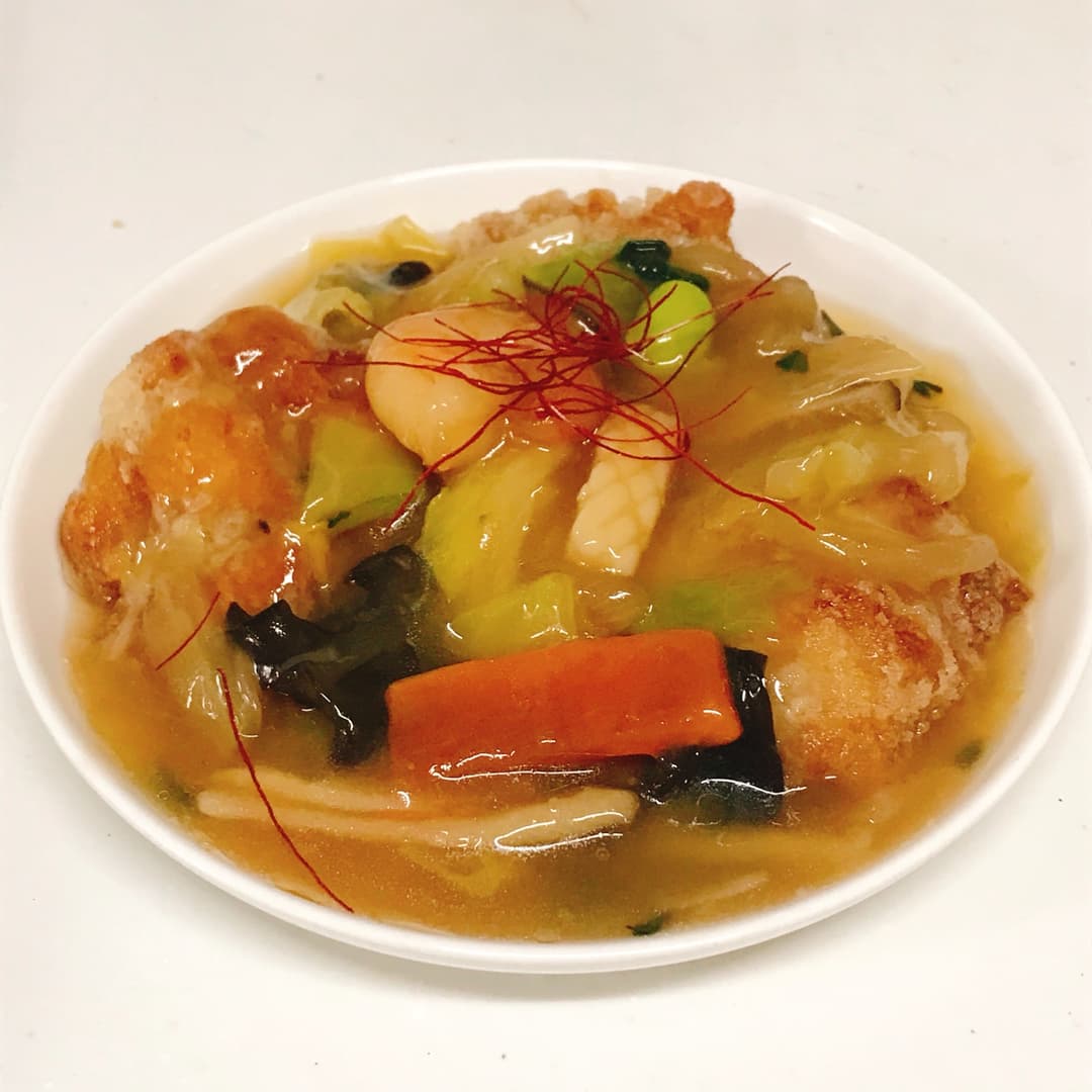 若鶏タツタの中華あんかけの完成写真