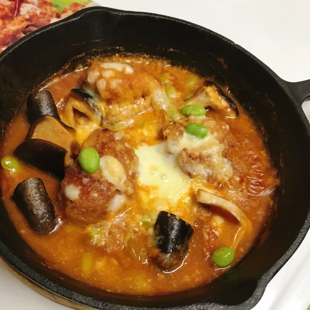 若鶏タツタとチーズのビスクの完成写真