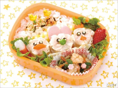 あひる・うさぎ・にわとりのお弁当の完成写真