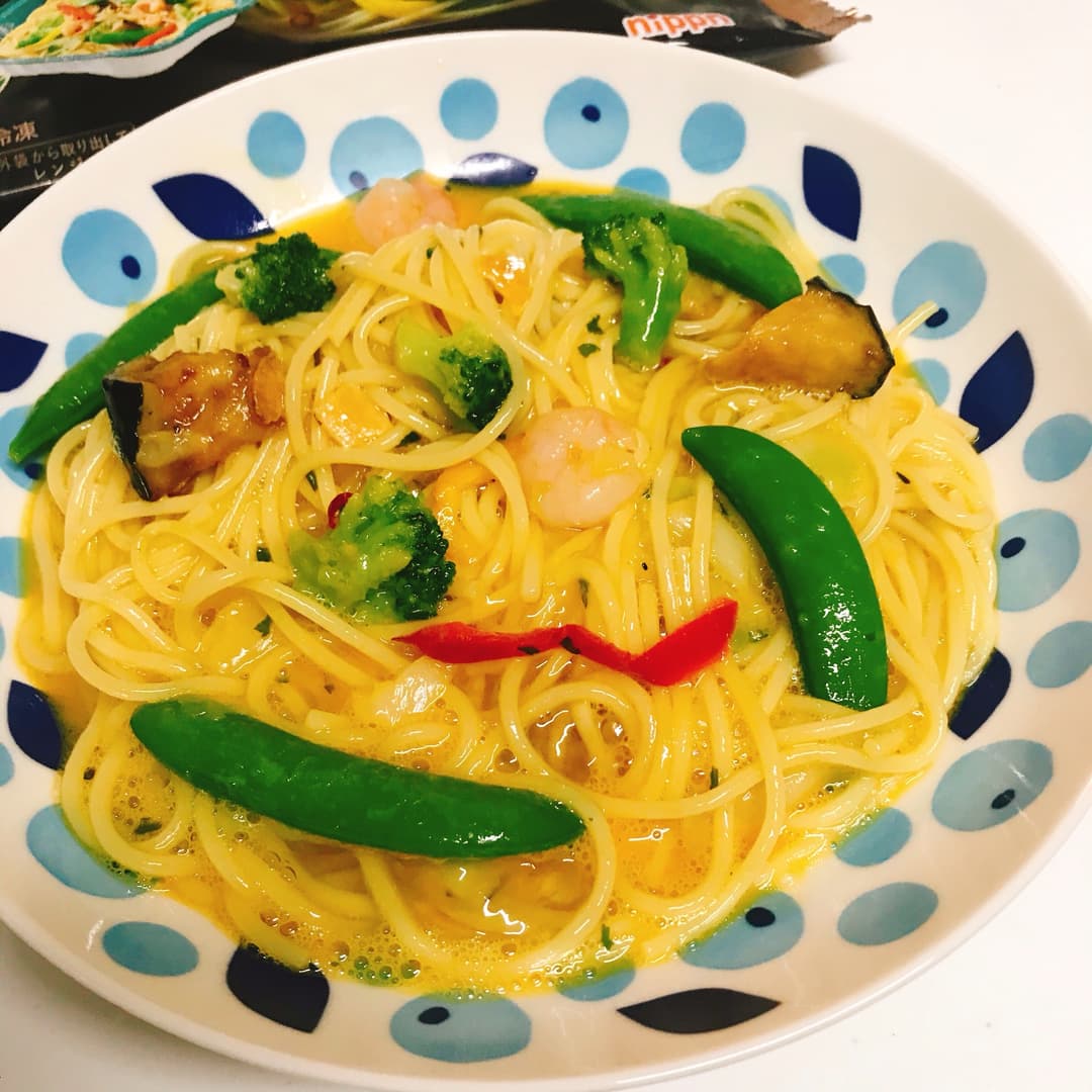海老と5種野菜のぺぺたまの完成写真