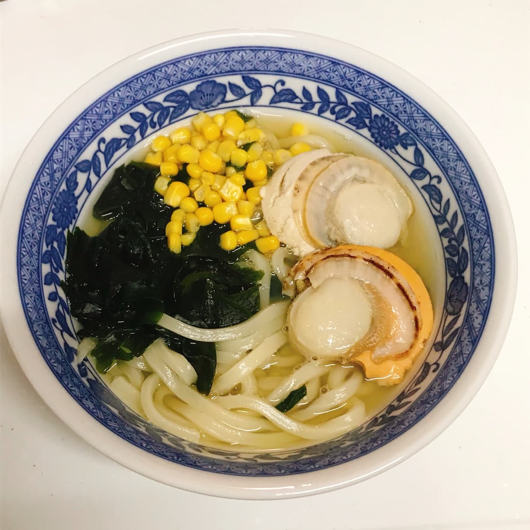 ホタテコーンうどんの完成写真
