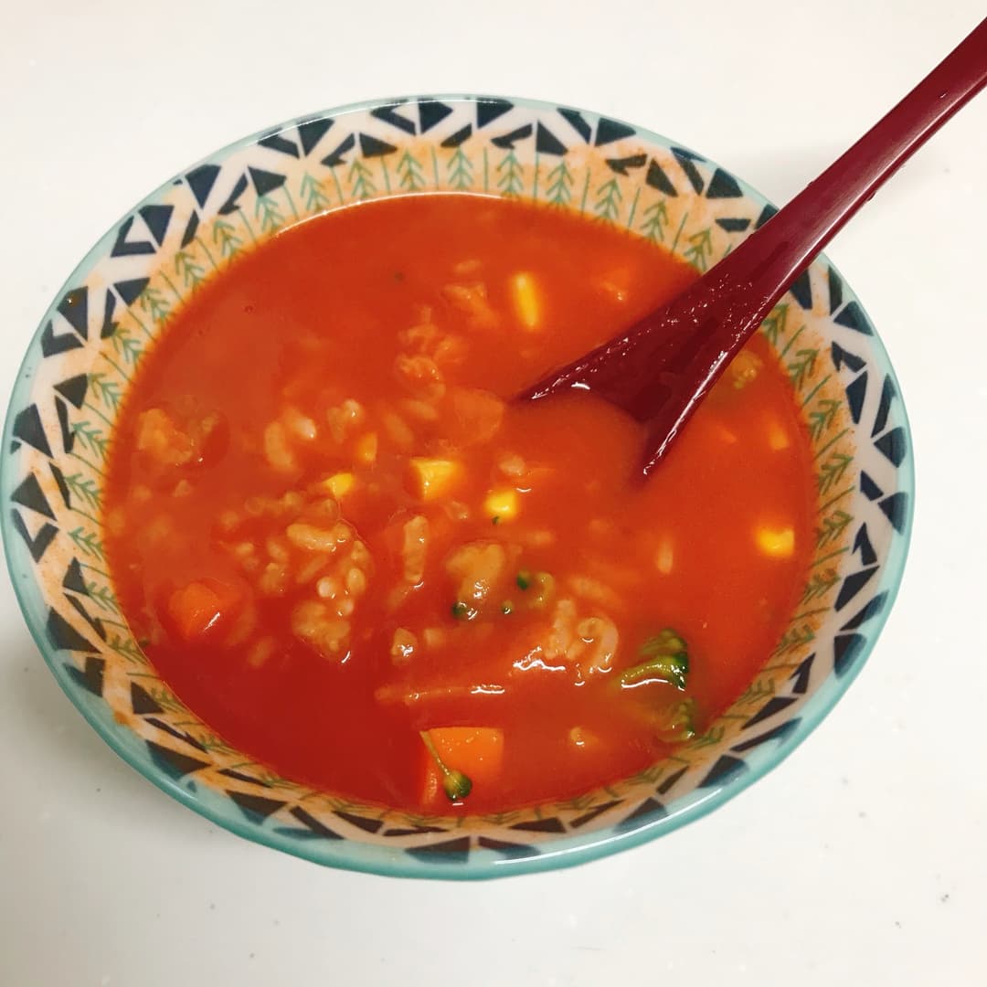 焼おにぎりの野菜かけご飯の完成写真