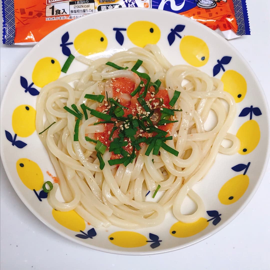 いりこだしの明太うどんの完成写真