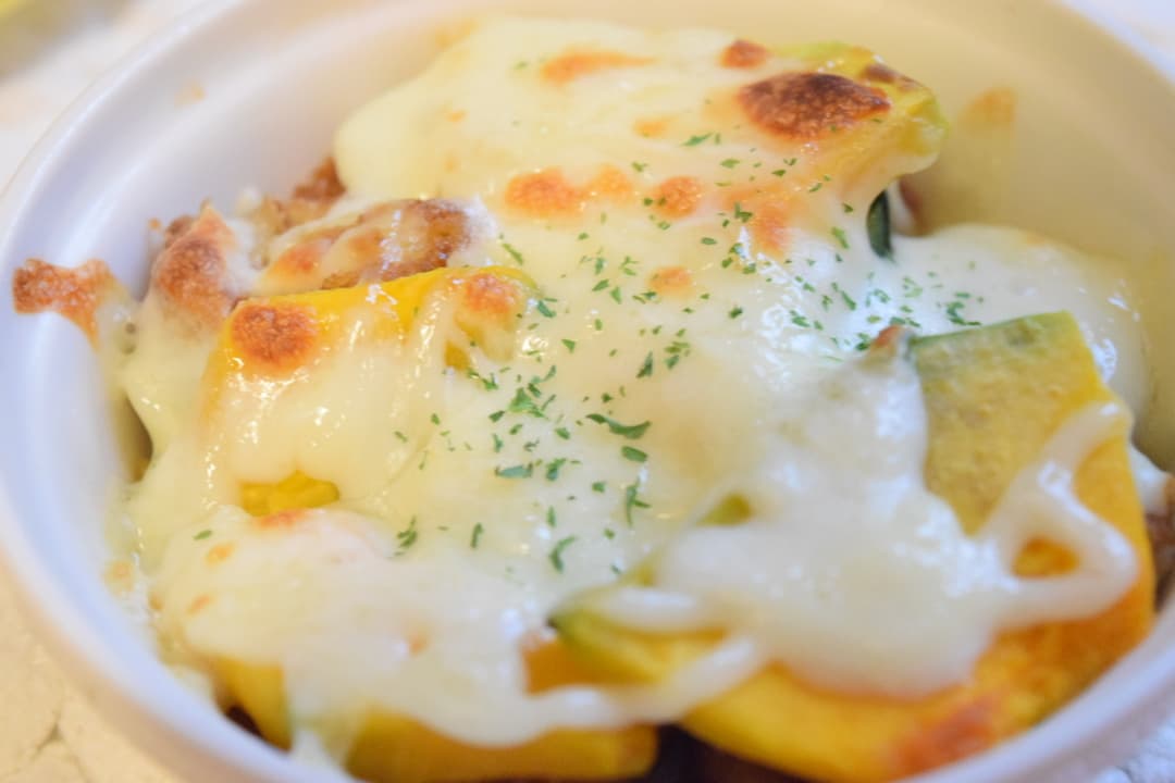 キャベツメンチとかぼちゃのチーズ焼きの完成写真