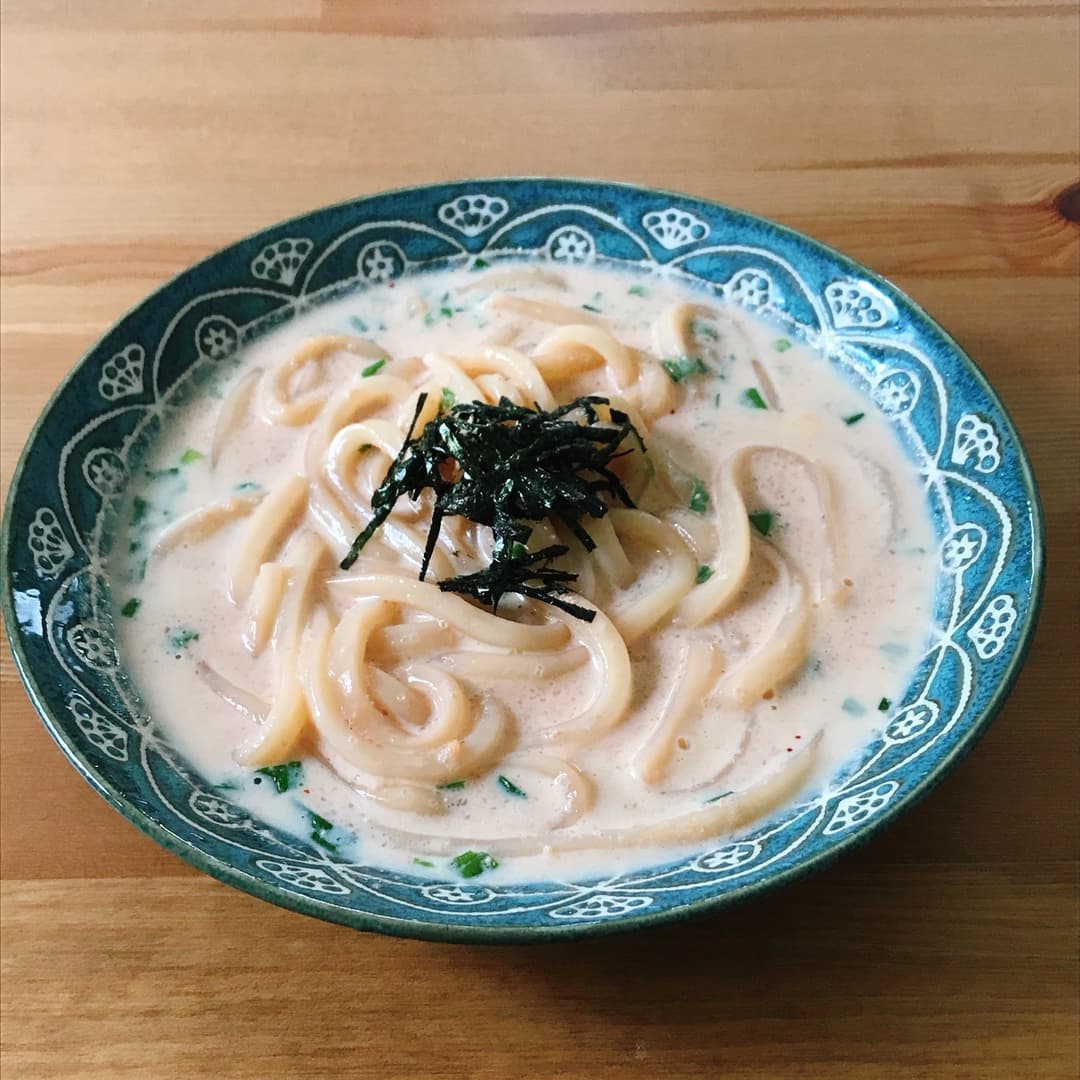 明太子と豆乳のクリーミーうどんの完成写真