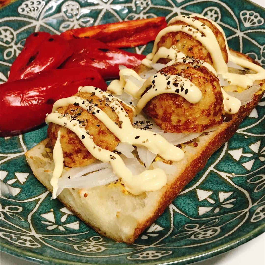 たこ焼きと新玉ねぎのバケットの完成写真