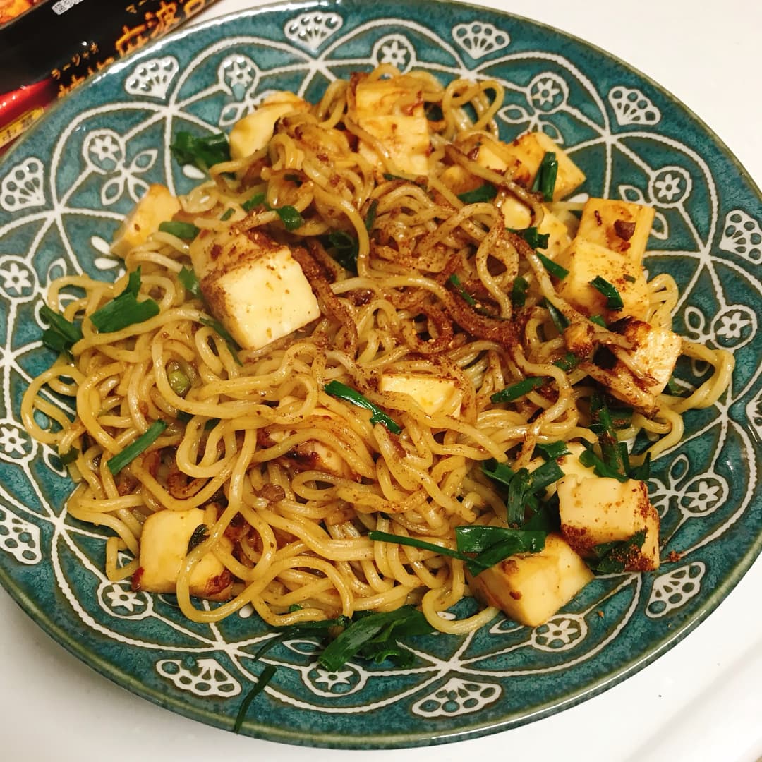 辣椒麻婆豆腐焼きそばの完成写真