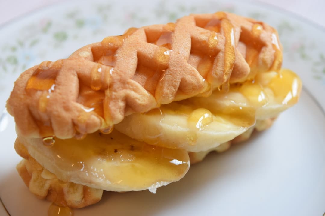 メープルバナナのチーズワッフルの完成写真