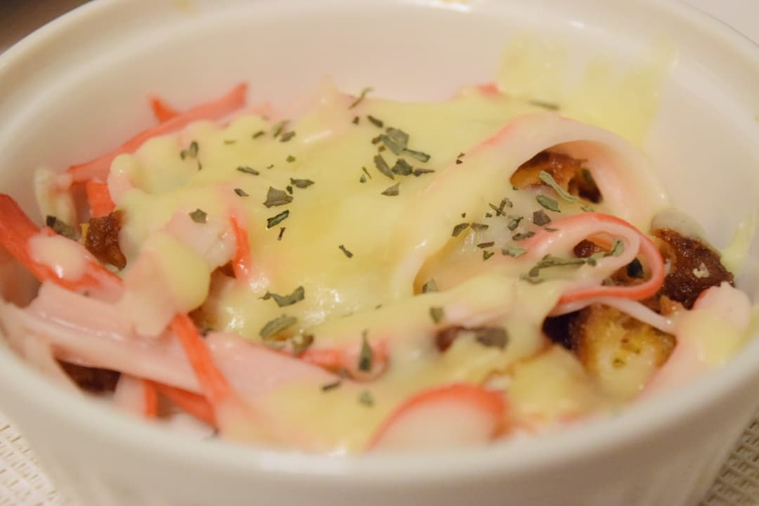 串かつのカニカマチーズ焼きの完成写真