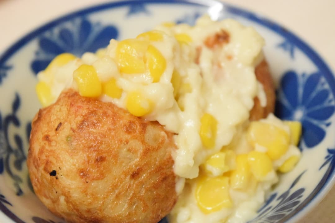 たこ焼きのコーングラタン風の完成写真