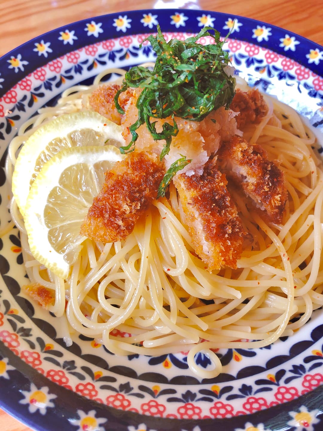 あじフライの和風おろしパスタの完成写真