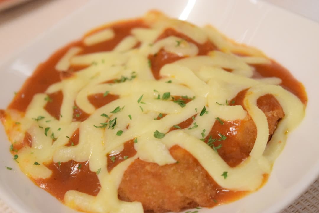 チーズハットグのミートソース焼きの完成写真