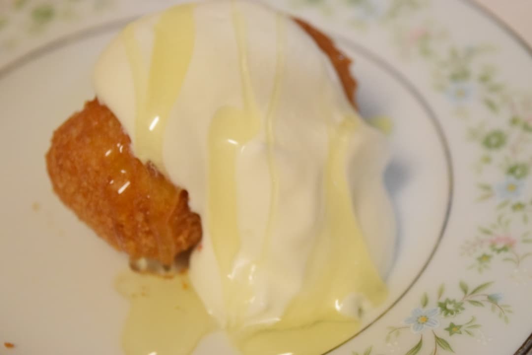 はちみつホイップのチーズハットグの完成写真