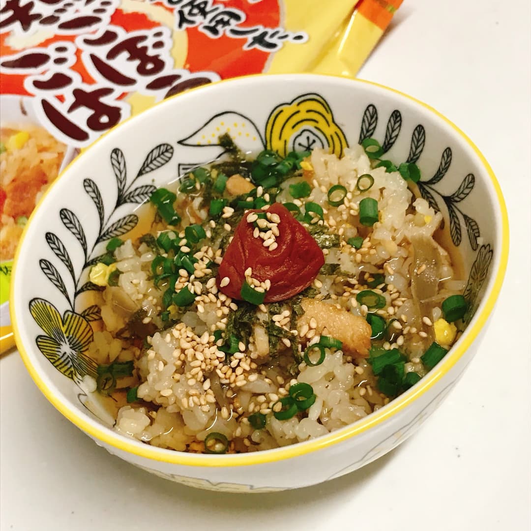 鶏ごぼうごはんの冷やし梅茶漬けの完成写真