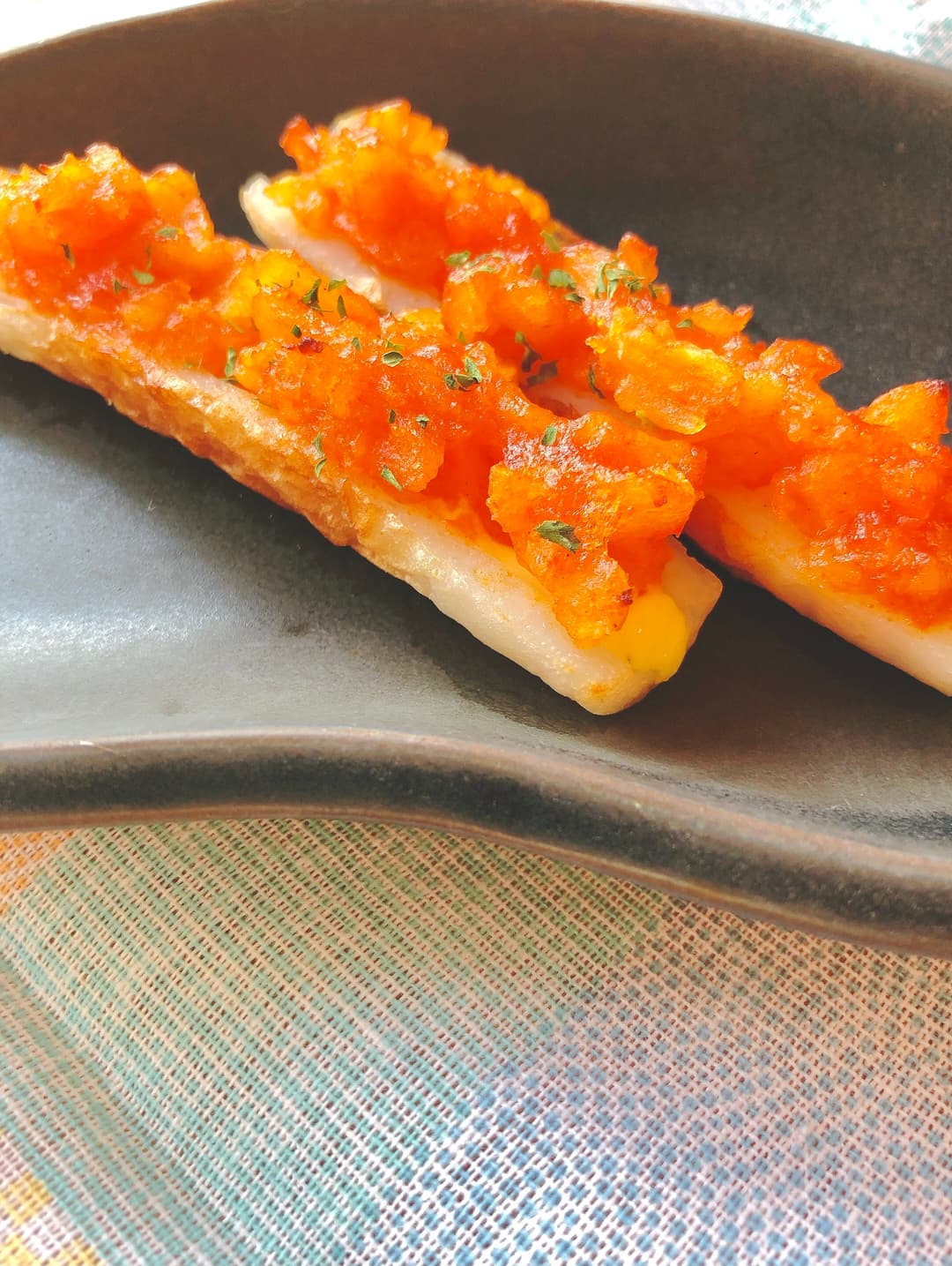 竹輪の海老チリマヨネーズ焼きの完成写真