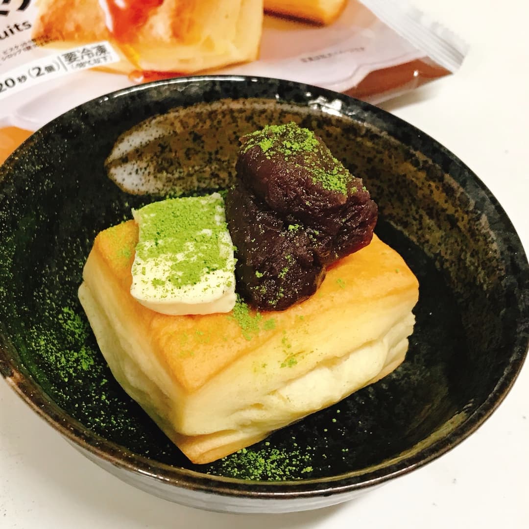 ホットビスケット抹茶あんバターの完成写真