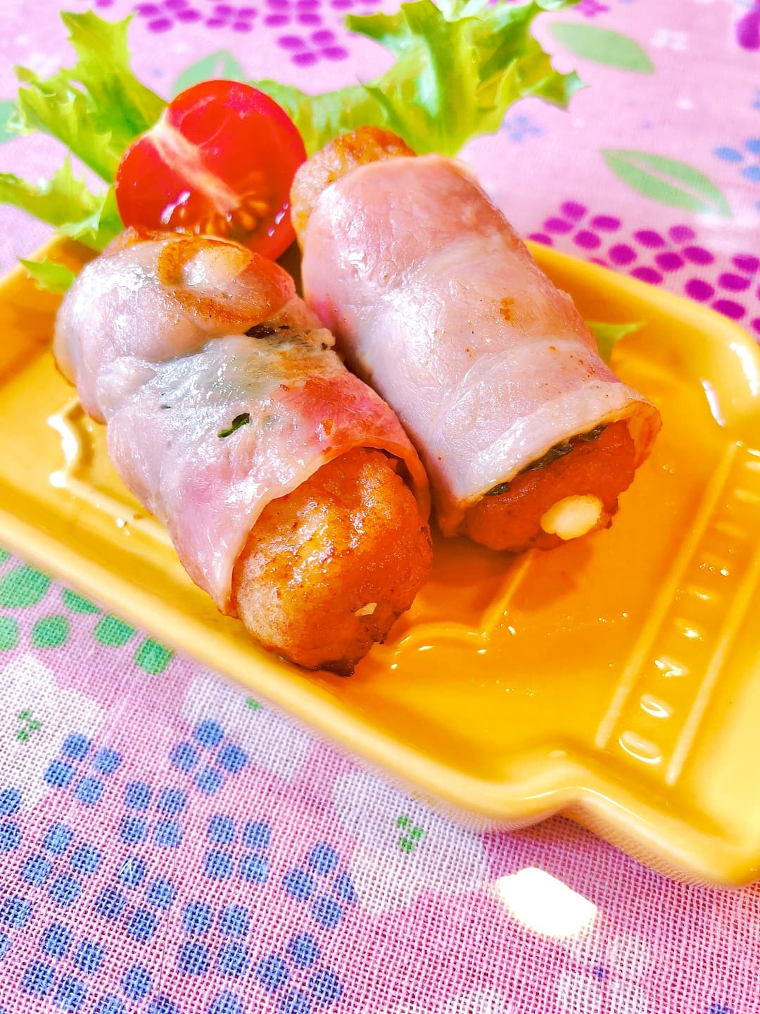 肉巻きチーズの紫蘇ベーコン焼きの完成写真