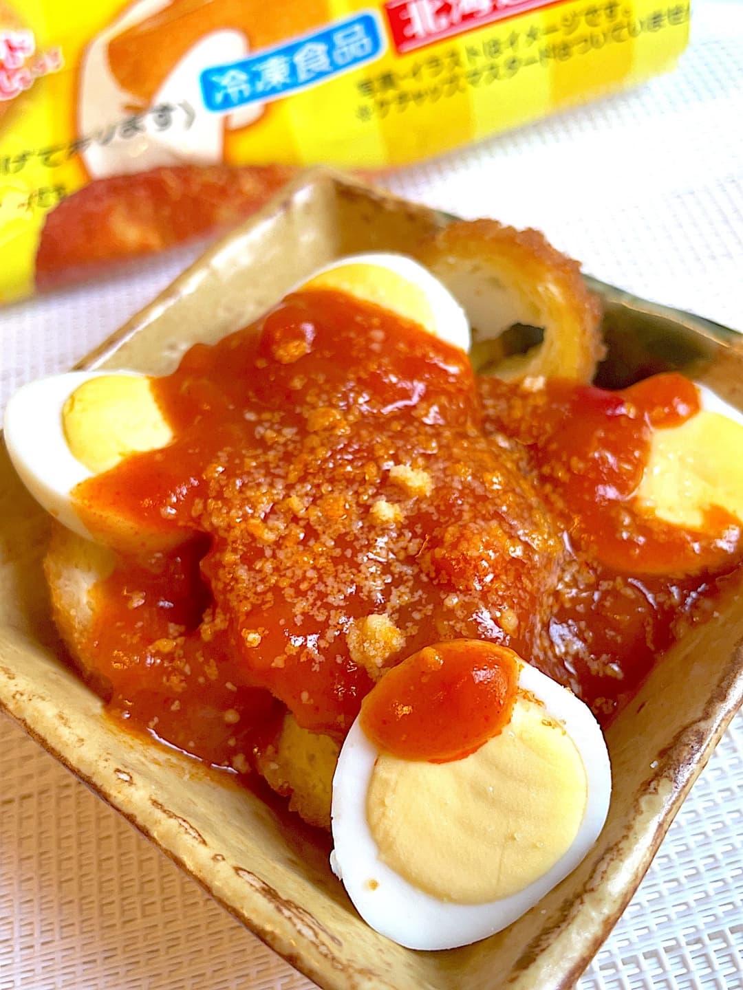 チーズハットグのナポリタン焼きの完成写真