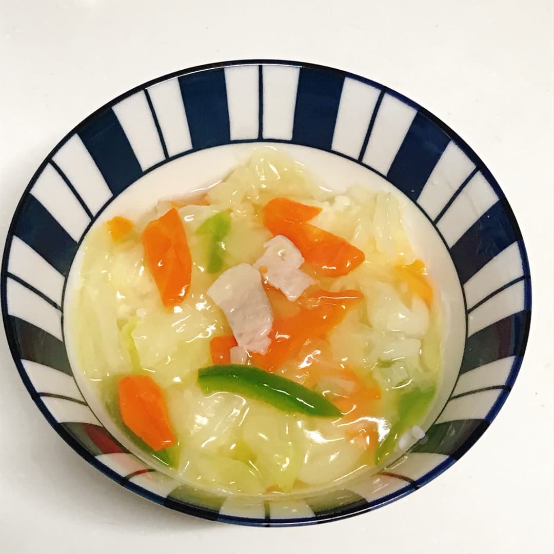 レンジで作る肉入り野菜あんかけ丼の完成写真