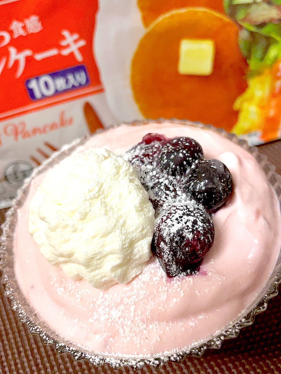 パンケーキのヨーグルトパフェの完成写真