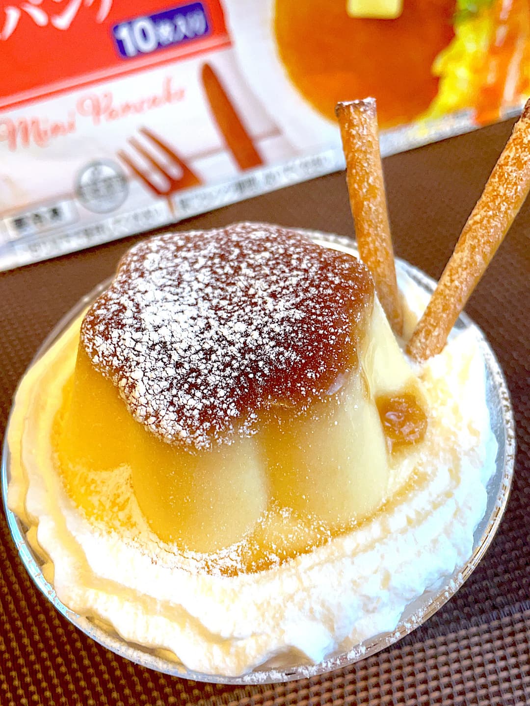 パンケーキのプリンパフェの完成写真