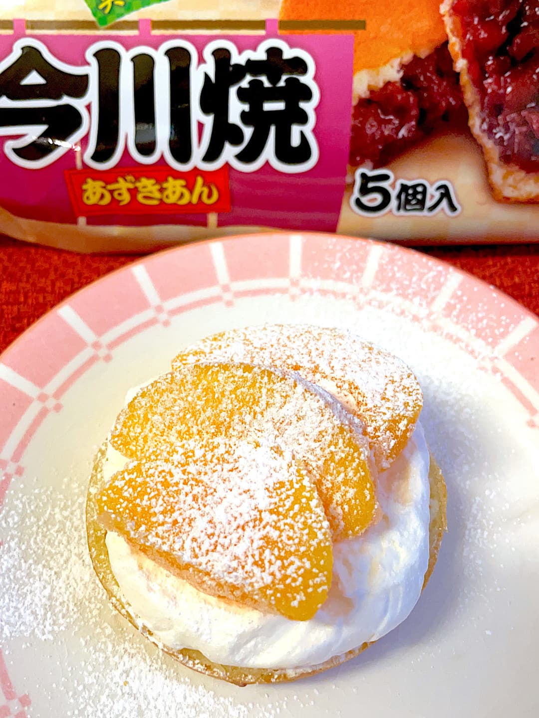 黄桃ホイップの今川焼の完成写真