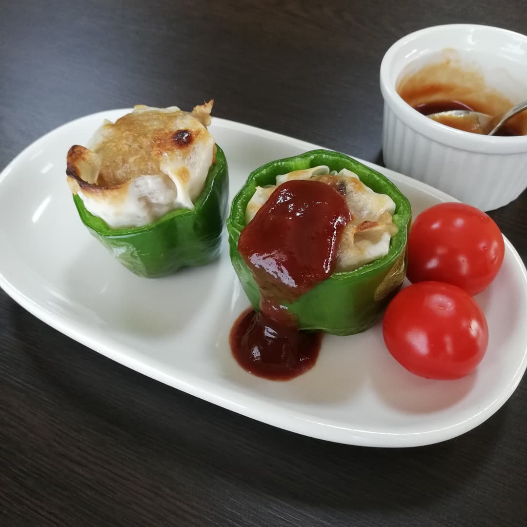 焼売で簡単ピーマンの肉詰めの完成写真