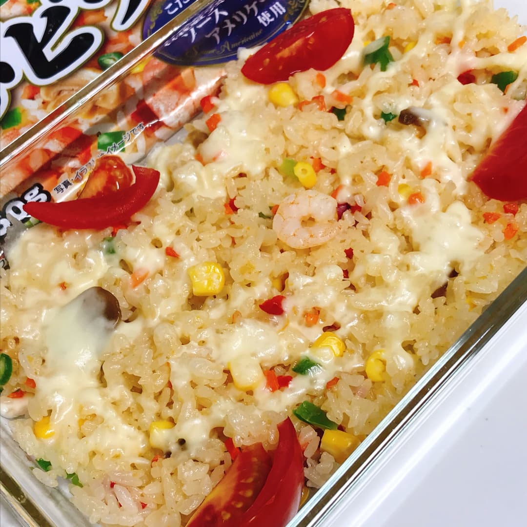 チーズ焼えびピラフの完成写真
