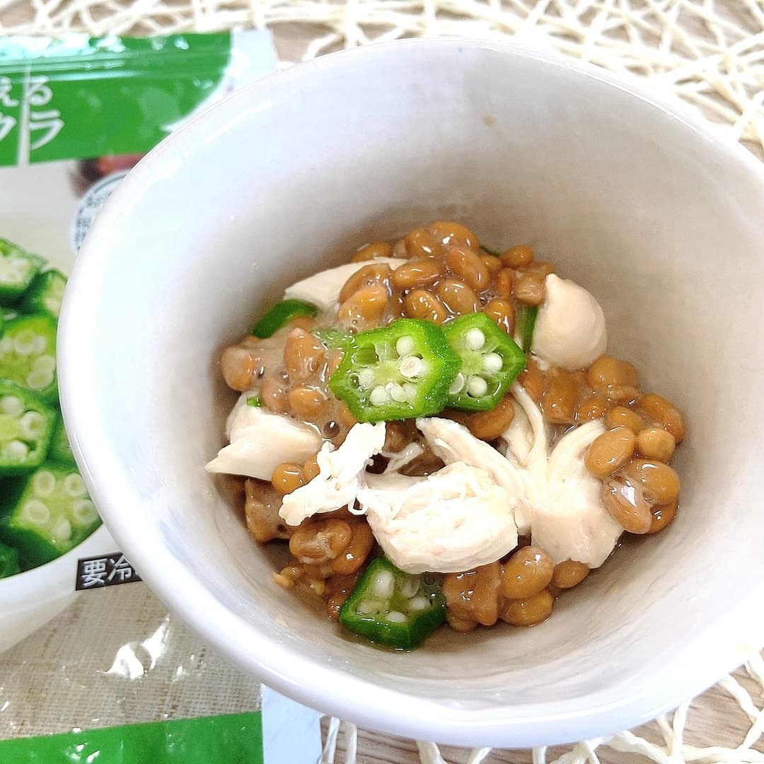 きざみオクラのささみ納豆和えの完成写真