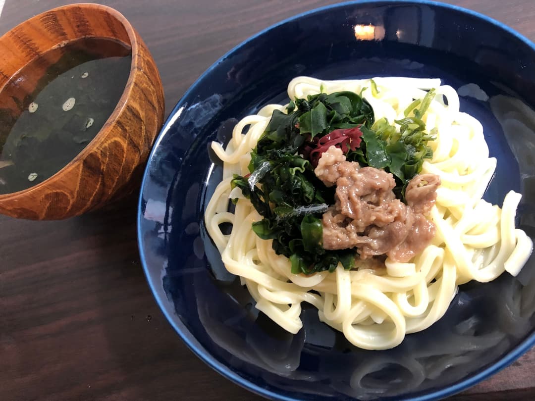 ぶっかけ肉うどん&スープの完成写真