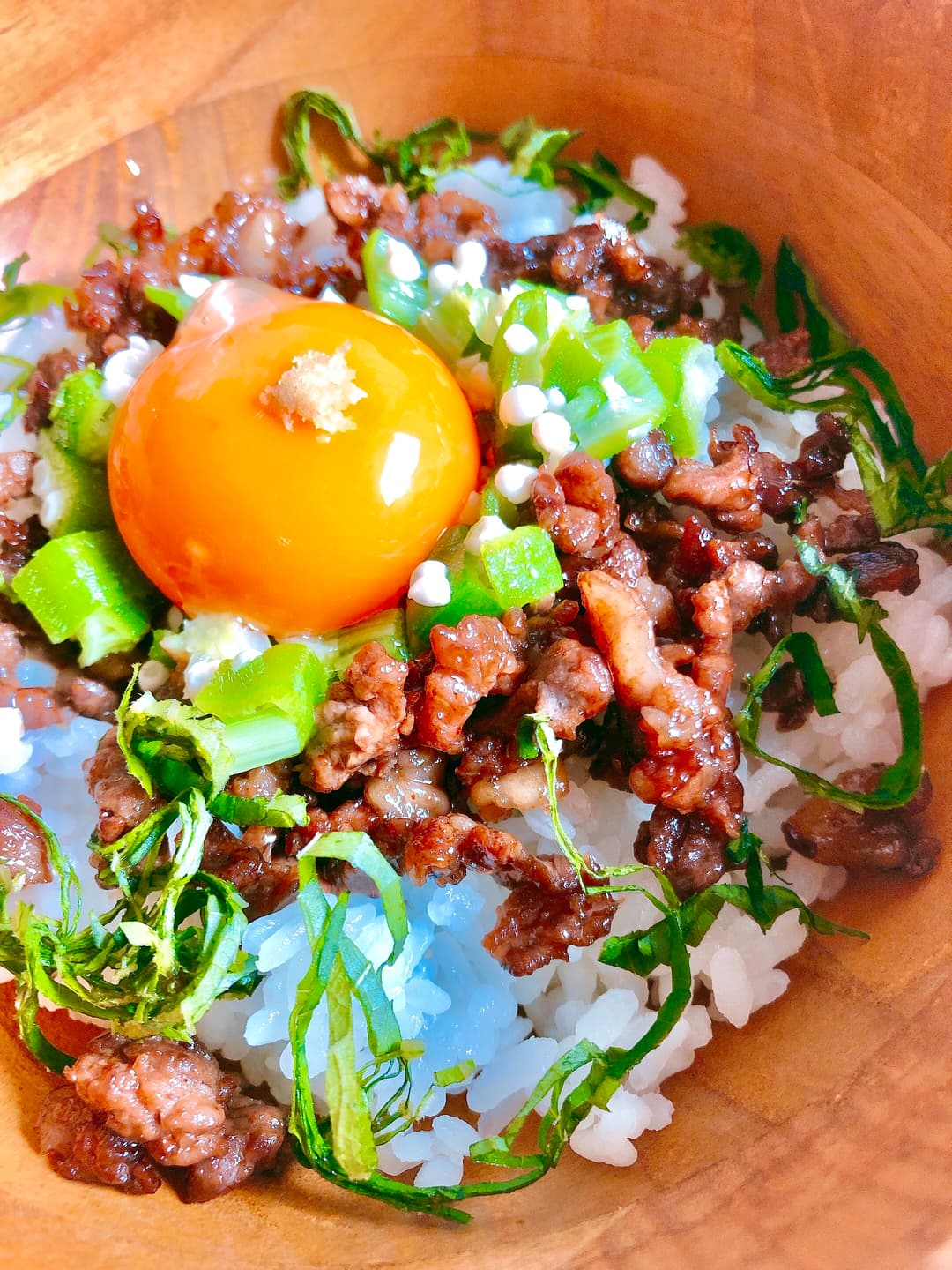 きざみオクラの牛肉そぼろ丼の完成写真