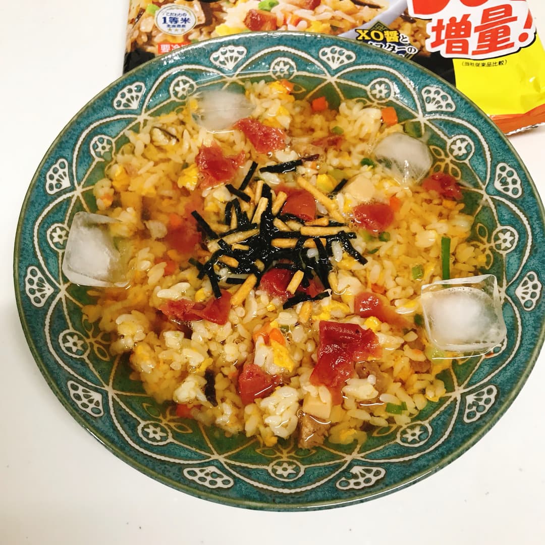 五目炒飯冷やし梅茶漬けの完成写真