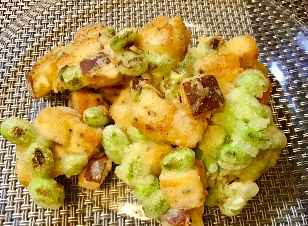 枝豆とスモークチーズのかき揚げの完成写真